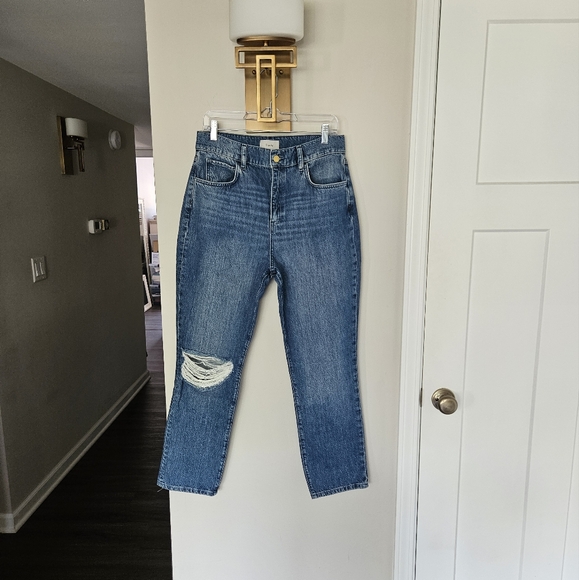 Triarchy Indigo Distressed High-Rise Straight Leg Jeans NWOT Size 30